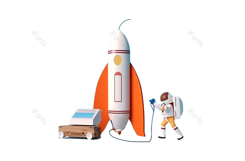 科技图片,卡通元素,火箭PNG,蓝色背景免抠素材